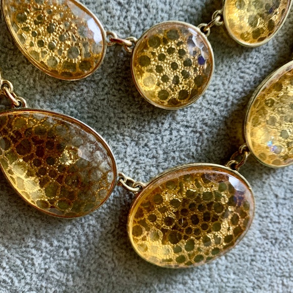 Yellow Honeycomb Two Strand Acrylic Necklace NWOT - Picture 2 of 5